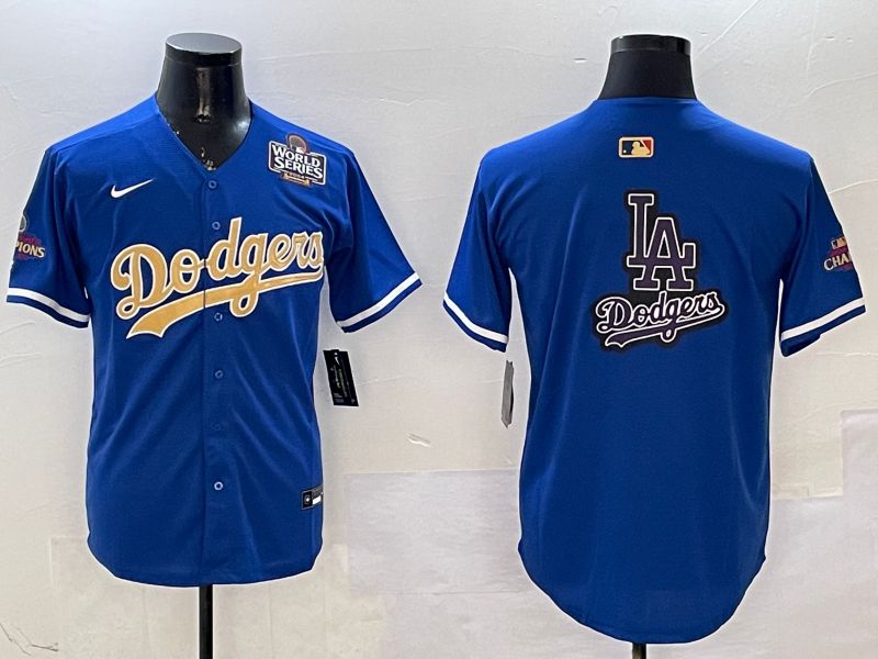 Men Los Angeles Dodgers Blank Blue Champion gold character 2025 Nike MLB Jersey style 20->los angeles dodgers->MLB Jersey